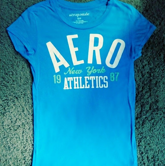 T-shirt Graphique Homme Aeropostale - XS Gris Argenté - Coupe étroite - Occasion TB